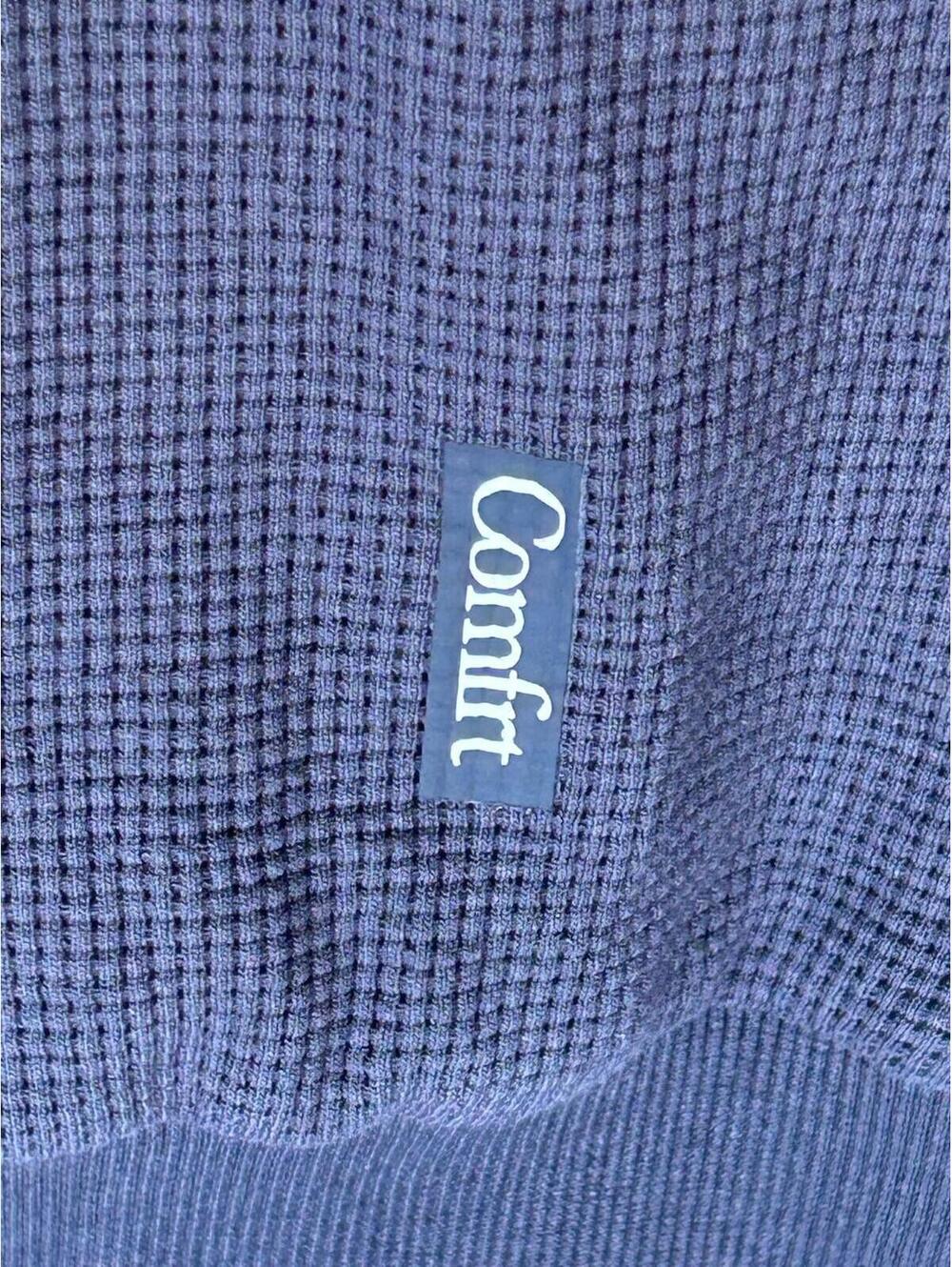 Comfrt Waffle Knit Sweatshirt Dark Gray/Blue Crewneck Oversized Pullover S - Picture 3 of 5